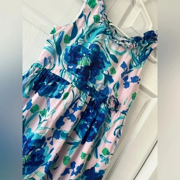 Lilly Pulitzer GIRLS GEORGINA DRESS Pink Tropics Tint Sweet Pea Blue 14 - Picture 2 of 6